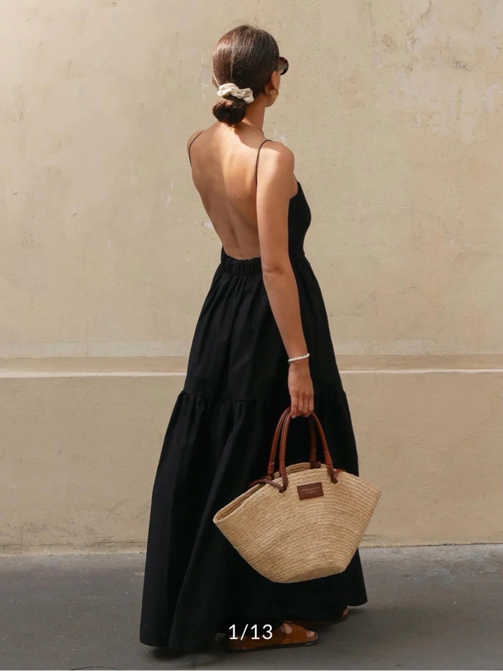 Commense Black Open-Back Maxi Dress